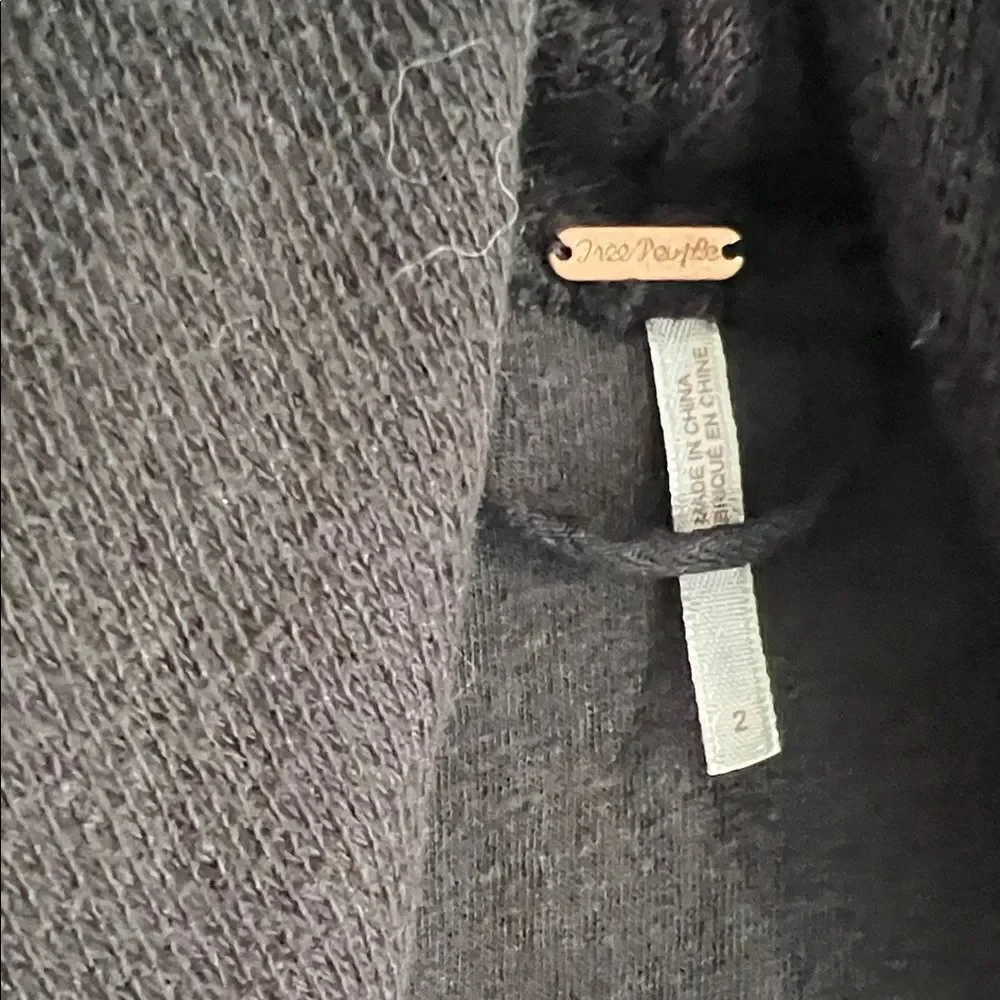 NWOT Free People Front Draped Coated Denim Moto Jacket Black size 2 - Picture 4 of 14